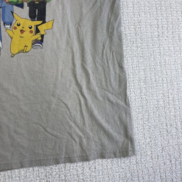 Rare Vintage 1999 Pokemon Tee T Shirt Sand / Off-white / Grey Ash Pikachu READ - Picture 6 of 16